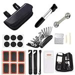 Portable Bike Repair Kit Saddle Bag, Bike Tire Repair Tool Kit Contains 16-in-1 Multi-Function Tool, Bicycle Pump, Bicycle Tire Patch Kit, Used for Mountain Bike and Road Bike