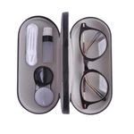 Everhype Unisex Protective Case for Sunglasses, Spectacles + Contact Lenses | Hard Lens Case | Two Sided Storage with Mirror