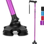 REHAND Walking Cane for Men & Women - Foldable, Adjustable, Lightweight, Self Standing Pivot Walking Cane, Soft Handle Grip, with Travel Bag, Walking Sticks for Seniors & Adults(Purple)