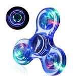 SCIONE Crystal LED Light Fidget Spinner for Kids,LED Light up Fidget Spinner for Toddlers,Glow in The Dark Party Supplies Stress Relief for Children Adults（Crystal-Blue）