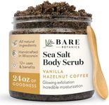 Bare Botanics Vanilla Hazelnut Coffee Body Scrub 24oz | Made in Madison, WI | All Natural Body Scrub w/Skin Loving Moisturizers | Vegan & Cruelty Free Sea Salt Exfoliator w/a Cute Wooden Spoon