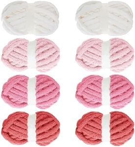MABOZOO Assorted Chunky Yarn for Hand Knitting 8 Pack, Fluffy Jumbo Chenille Yarn, Soft Plush Yarn Bulky, Giant Thick Fuzzy Yarn for Arm Knitting,Red Multi (31.7 yds,8 oz Each Skein)