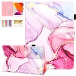 Dteck iPad 10.2 Case with Pencil Holder, iPad 8th/7th Generation Case, iPad Air Case 3rd Generation, iPad Pro Case 10.5 Inch, Slim Leather Protector Stand Wallet Flip Smart Case (Pink Purple Marble)