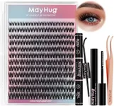 Mayhug Lash Extension Kit 144 Pcs, 3D Lash Clusters 8-18/D Curl Wispy Lash Clusters with 10ml Bond and Seal Waterproof, 5ml Lash Remover, Lash Tweezers Eyelash Extensions Kit at Home (Prism Kit)