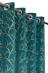 Panipat Textile Curtain Heavy Velvet Fabric Room Darkening Curtains 10 Feet for Long Door, Aqua Green, Pack of 4 Pieces