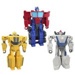 Transformers Toys 1-Step Flip Heroes 3-Pack, Wheeljack, Bumblebee and Optimus Prime 10-cm Action Figures