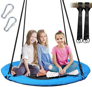 40 Inch Tree Swing, Saucer Swing for Kids Outdoor, Round Swings with Hanging Straps, Adjustable Rope Easy to Assembly (Blue)