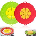 Spill Stopper Lid Cover,2Pcs Silicone Pan Lid 10"&11.5" Splatter Guard Pots Boil Over Safeguard Multi-Function Kitchen Tool Kitchen Gadgets (Green,Red)