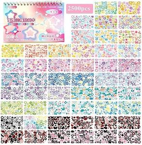 2500PCS Scrapbook Stickers 50 Sheets Kpop Photocard Stickers Book Glitter Self Adhesive Deco Stickers Butterfly Stars Heart Ribbons Deco Stickers Book for Kids Girls Boys Aesthetic Craft Decorate