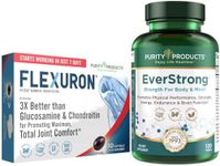 Purity Products Bundle - Flexuron Joint Formula + EverStrong Tablets - Flexuron - Krill Oil, Hyaluronic Acid + Astaxanthin - EverStrong- Muscle Matrix Blend w/Creatine, Coffee Fruit Extract + More