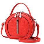 VISMIINTREND Stylish Red Leather Round Crossbody Sling Bag for Women & Girls with adjustable strap, Casual Handbag for Travel, College| Birthday, Anniversary Gift for Wife, Diwali Gifts for Sister