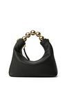 DORIS&JACKY Small Top Handle Clutch Bag Women Designer Goatskin Crossbody Purse With Pearl Handle And Detachable Metal Chain, Black