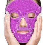 PerfeCore Facial Mask - Get Rid of Puffy Eyes - Migraine Relief, Sleeping, Travel Therapeutic Hot Cold Compress Pack - Gel Beads, Spa Therapy Wrap for Sinus Pressure Face Puffiness Headaches (Purple)