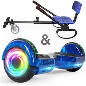 6,5 Zoll Hoverboard mit Sitz, Hoverboard mit Hoverkart für Kinder, Hoverboard mit Bluetooth-Musik und LED-Beleuchtung