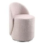 OSP Home Furnishings Lystra Swivel Barrel Vanity Chair with Textured Boucle Fabric, Dusty Rose