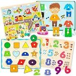 Wooden Peg Puzzles for Toddlers 1-3