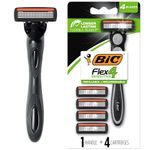 BIC Hybrid 4 Flex Disposable/System Razor, Men, 4-Count