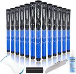 Champkey STP Golf Grips Set of 13(All Repair Kits Included) - Soft Tacky Polyurethane Golf Clubs Grips Ideal for Clubs Wedges Drivers Irons Hybrids (Black&Blue(Repair Kits Included), Midsize)