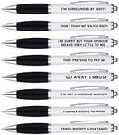 FANTESI 8 Pack Ballpoint Pens, 1.0 mm Rude Pens Novelty Pens Funny Pen Set Retractable Pen for Colleagues Adult Women & Men Students