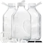 3 Pack 2 Qt Glass Water Bottles wit