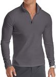 YTD Men's Long Sleeve Polo Shirts Casual Slim Fit Basic Designed Cotton Shirts XXL Dark Gray