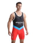 Viisendy Pro Men's Wrestling Singlets Athletic Supporters Sport Bodysuit Sleeveless Training Wrestling Leotards Weightlifting Jumpsuits Navy Blue Red S