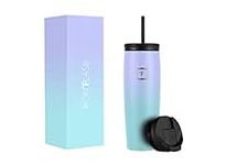 IRON °FLASK Nomad Tumbler - 2 Lids (Straw/Flip), Vacuum Insulated Stainless Steel Bottle, Double Walled, Drinking Cup, Thermos Coffee Travel Mug, Water - Cotton Candy, 24 Oz