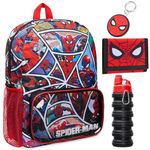 Marvel Spiderman School Bag Set - 4 Piece Backpack, Water Bottle, Wallet, Keyring - Boys Gifts