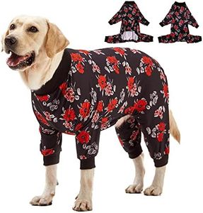 LovinPet Pet Pajamas for Large Dogs - Floral Navy and Coral Print Dog Jammies, Lightweight Stretchy Knit Big Dog Pullover, Large Dog Onesie, Pet PJ's /3XL