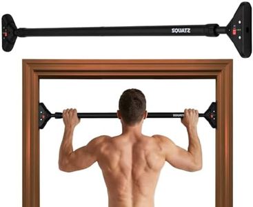 Squatz Doorway Pull Up Bar, Adjustable 45-55" Door Frame Pull Up Bar with Level Meter, Locking Mechanism & Foam Grips, No Drill Chin Up Bar for Door Frame, Portable Design for Home Workouts