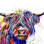 HKLIOPU DIY Paint by Numbers for Adults Beginner-Colorful Highland Cow Animal-Canvas Oil Painting Kit for Kids and Adults-Paint by Number Kits-11.8x11.8 Inch (Without Frame)