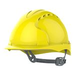 JSP EVO2 Safety Helmet with Slip Ratchet Adjustment Harness Vented EN 397 Industrial Hard Hat for Building, Construction and Work sites Yellow (AJF030-000-200), 53-64