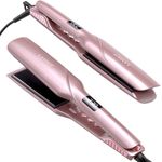 LANDOT Wide Plate Hair Straighteners, Professional Ceramic Flat Iron with Ionic Frizz Control, 12 Temp Settings 120-230°C, Dual Voltage Styling Tool for Thick Curly Frizzy Hair, UK Plug