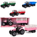 Toyland® Farm Tractor With Trailer - Boys/Girls Farm Toys - Farm Vehicles (Pink)