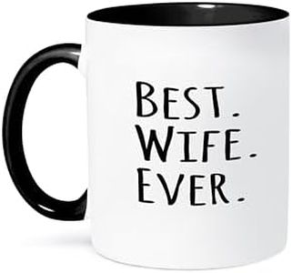 3dRose Best Wife Ever - Fun Romantic Married wedded Love for Anniversary or Valentines Day - Two Tone Black Mug, 11oz