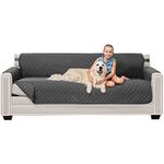 Sofa Shield Patented Couch Cover, Reversible Tear and Stain Resistant Sofa Slipcover, Quilted Microfiber 198 cm 3 Seat Durable Furniture Protector with Straps, Washable Covers for Dogs, Kids Charcoal