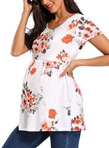 Jezero Women's Maternity Tops Short & Long Sleeve Side Ruching Round Neck Shirts