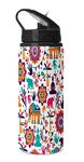 TrendoPrint Printed Aluminium Sipper Water Bottle with Lid & Straw 750ml For Gym, Yoga, Kids, Boys, Girls, Brother, Sister, Babies, Baby, Workout, Adults (WB239)