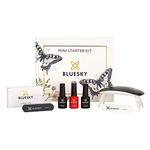 Bluesky Gel Nail Kit With Mini UV LED Lamp, D160 Pillar Box Red Gel Polish, Base and Top Coat Set, Nail File, Buffer, Cleanser Wipes