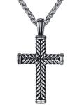 Aoiy Men's Stainless Steel Religious Large Cross Pendant Necklace, 24" Link Chain, hhp003yi