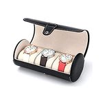 AUTOARK Leather Roll Traveler's Watch Storage Organizer for 3 Watch and / or Bracelets,Black,AW-006