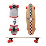 Abrazo 33" x 9.5" Bombs Away Cruiser Surf Skateboard with Carving Trucks Maple Wood Deck - Complete Skateboard for Beginners, Kids, Teens, and Adults