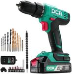 DCA Cordless Drill Set, 336 in-lbs Torque, 3/8" Keyless Chuck, Electric Power Drill with 2.0Ah Battery and Charger,18+1 Position,25-Piece 20V Drill Driver Kit, ADJZ2035