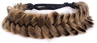 DIGUAN Messy Wide 2 Strands Synthetic Hair Braided Headband Hairpiece Women Girl Beauty accessory, 62g/2.1 oz (Claybank)