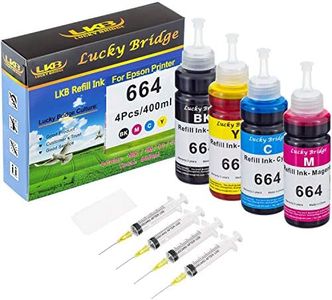 LKB 400ml (4x100ml) Compatible Refill Ink Replacement for Epsson 664 T664 (1 BK / 1C / 1M / 1 Y, 4PK, Dye Ink for EPS Printers)-US