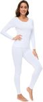 WiWi Soft Underwear for Women Thermal Long Johns Sets Super Warm Base Layer Top Pants Pajamas Set Viscose from Bamboo S-3X, Pure White, Medium