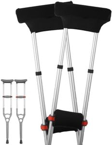 WHLICKS Aluminum Crutches for Adults, Features Comfortable Crutches Pads & Hand Grips, Adjustable Height Underarm Crutches for Women & Men 4'9" to 6'7", 350-lb Capacity, Lightweight Walking Crutch