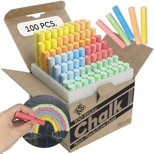 ZENO Chalk for Blackboard – 100 Sticks – Multicolor – Non-Toxic, Low Dust – Classroom & School Chalk