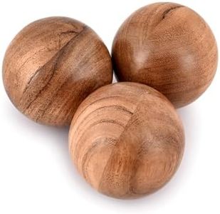 NIRMAN Decorative Acacia Wood Round Balls Set of 3 for Christmas Decorative Bowls Table Centerpiece | Coffee Table and House Décor (Set of 3), (3" x 3" x 3")