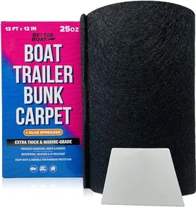 Boat Trailer Bunk Carpet, Black Marine Carpet, 12" x 13' Replacement for Trailer Bunk Boards, Boat Lift Bunks, and Runners, 1 Pack, Durable Bunker Material Covers